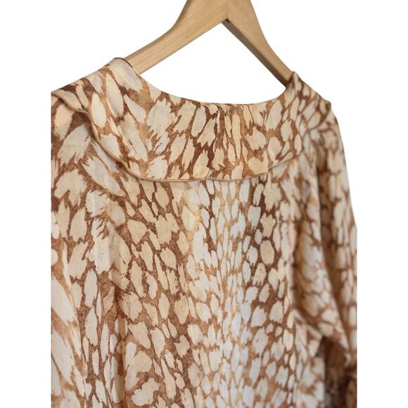 Hester & Orchard Blouse Womens Size Small Animal Print Brown Ruffled Peasant New - Picture 6 of 11